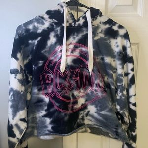 AC/DC Cropped Tye Dye Hoodie